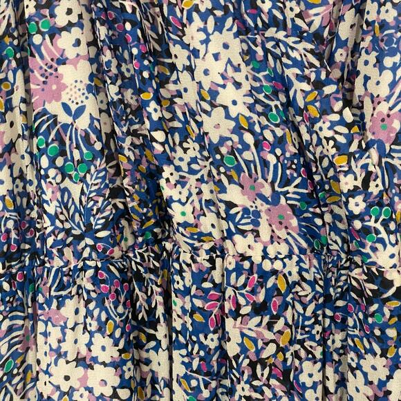 Lavender Brown Floral Faux Wrap Dress - Large - Picture 5 of 10